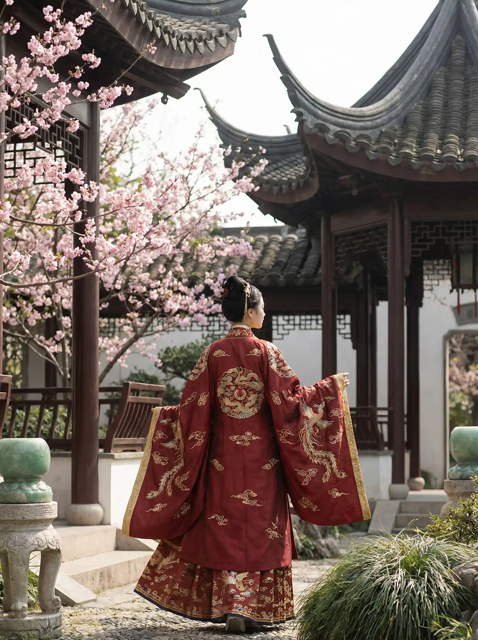 峰爆电影在线观看完整版 明制汉服红色凤凰刺绣